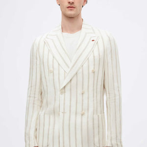 TWN Slim Fit Premium Linen Double Breasted Jacket Textured Casual Men's Blazer - 4EC04TL134882
