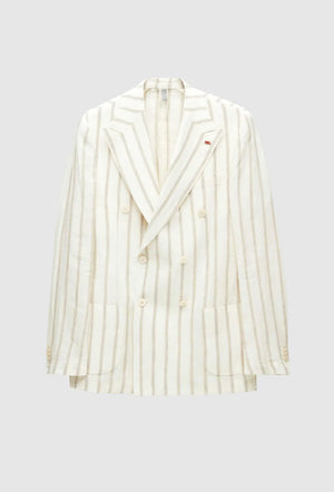TWN Slim Fit Premium Linen Double Breasted Jacket Textured Casual Men's Blazer - 4EC04TL134882