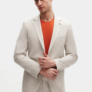 TWN Slim Fit Seersucker Stretch Suit Premium Casual Men's Suit