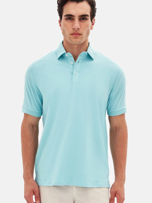 TWN Men's Slim Fit Piqué Textured Cotton Stretch Polo Shirt