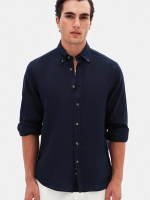 D'S Damat Men's Comfort Fit 100% Linen Casual Shirt