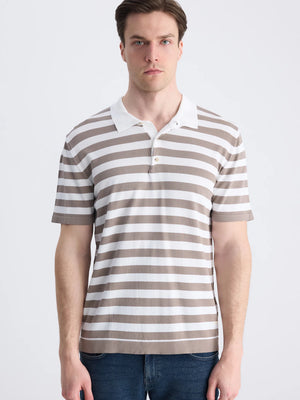 D'S Damat Men's Regular Fit Striped Rayon Blend Knitwear Summer T-Shirt