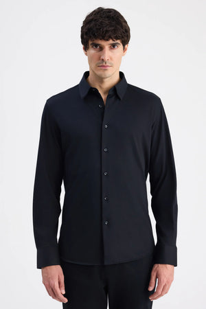 D'S Damat Men's Slim Fit Knitted Cotton Blend Formal Shirt