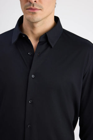 D'S Damat Men's Slim Fit Knitted Cotton Blend Formal Shirt