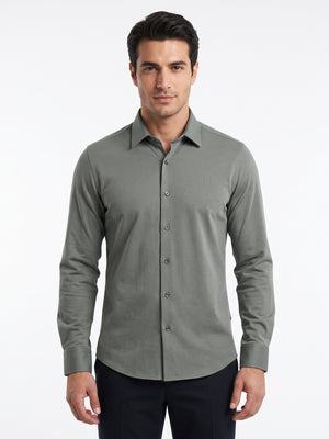 D'S Damat Men's Slim Fit Knitted Cotton Blend Formal Shirt