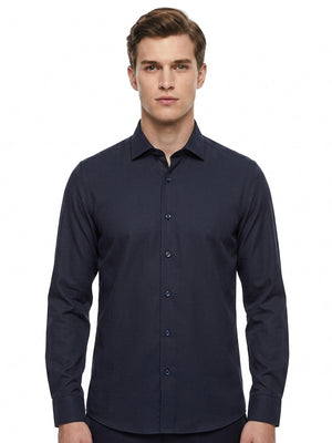 D'S Damat Men's Slim Fit Knitted Cotton Blend Formal Shirt