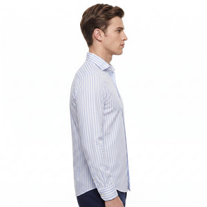 D'S Damat Men's Slim Fit Striped Cotton Blend Formal Shirt