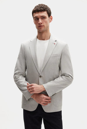 Ds Damat Slim Fit Gray Plain Linen Blend Fabric Jacket