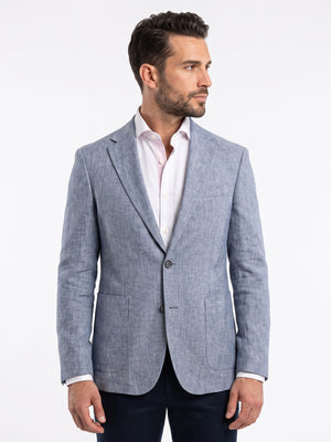DS Groom Slim Fit Linen Blend Stretch Jacket Ceremony Men's Blazer