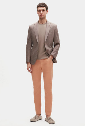 Ds Damat Slim Fit Burgundy Plain Linen Blend Fabric Jacket