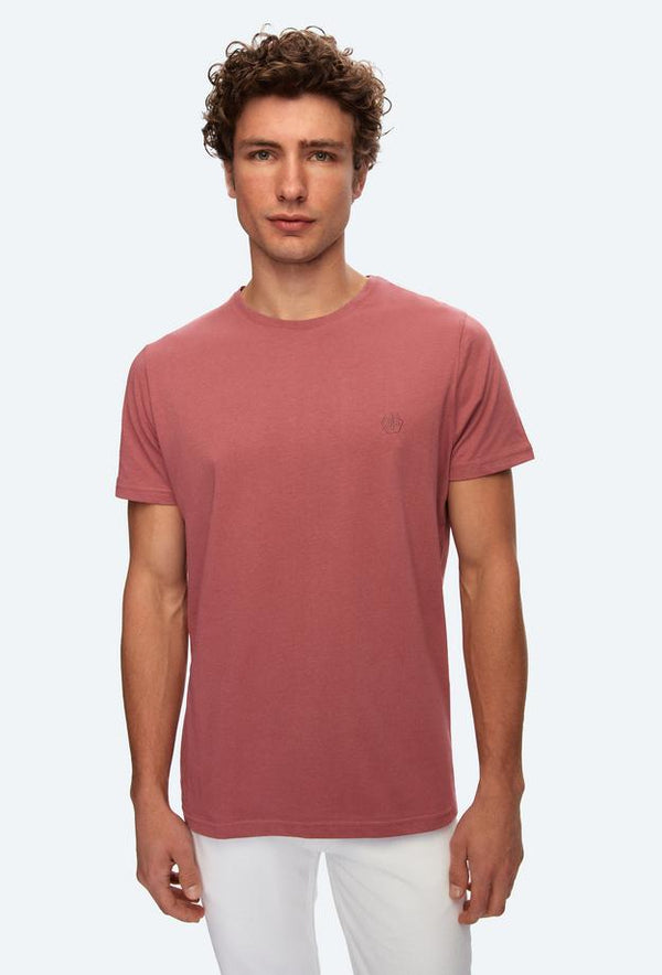 Ds Damat Regular Fit Rose Dried Plain Knitted T-shirt-D'S DAMAT ONLINE