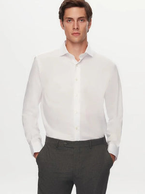 Ds Damat Slim Fit White Dobby Shirt-D'S DAMAT ONLINE