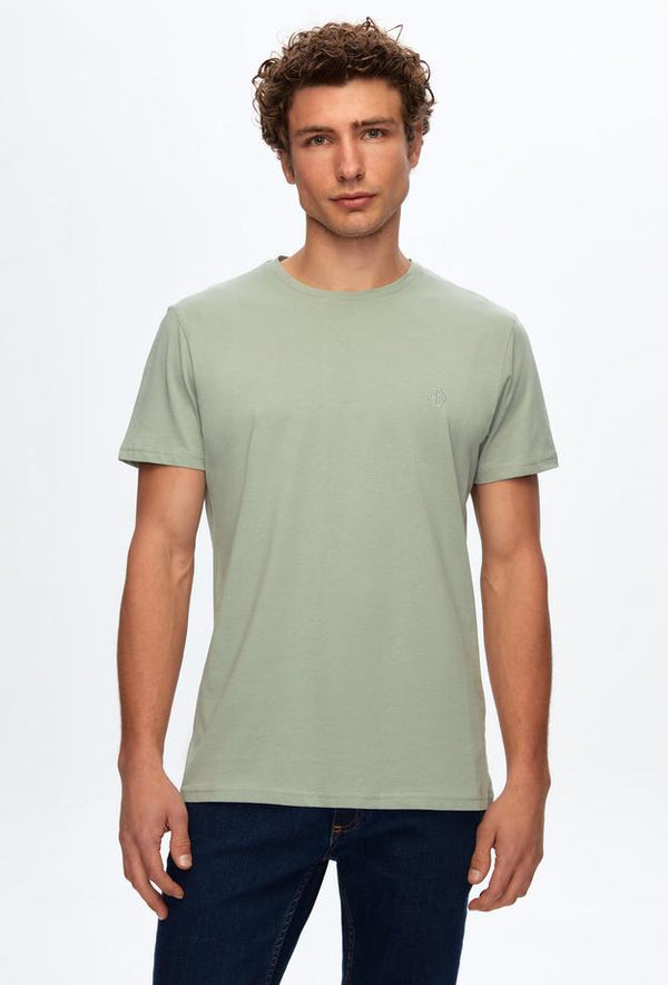 Ds Damat Regular Fit  Light Green Plain Knitted T-shirt-D'S DAMAT ONLINE