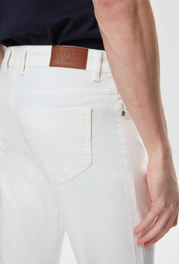 Ds Damat Slim Fit White Gabardine Denim Trousers