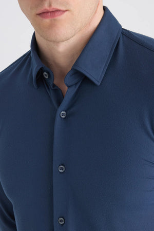 TWN Men's Slim Fit Modal Blend Knitted Shirt with Quick-Dry Fabric