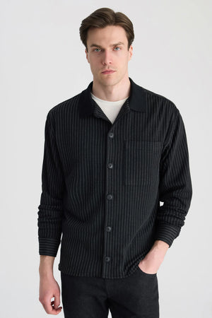 TWN Relaxed Fit Cotton Blend Knitted Shirt Jacket Premium Casual Men's Overshirt - 5EC040011053M