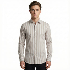 D'S Damat Slim Fit RPT Stretch Striped Shirt Lightweight Performance Casual Men's Shirt - 5HC02AD07280M
