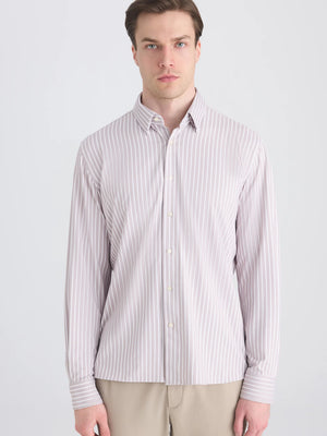 D'S Damat Slim Fit RPT Stretch Striped Shirt Lightweight Performance Casual Men's Shirt