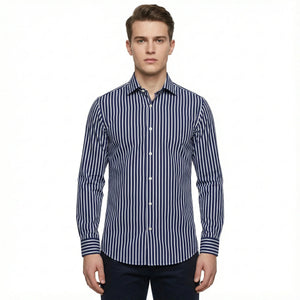 D'S Damat Slim Fit RPT Stretch Striped Shirt Lightweight Performance Casual Men's Shirt - 5HC02AD07280M