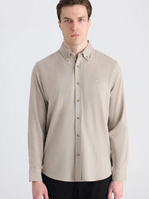 D'S Damat Men's Comfort Fit Textured Cotton Blend Casual Shirt