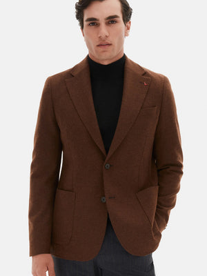 D'S Damat Men's Slim Fit Wool Blend Diagonal Fabric Jacket