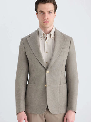 D'S Damat Men's Slim Fit Wool Blend Diagonal Fabric Jacket