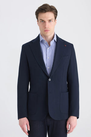 D'S Damat Men's Slim Fit Wool Blend Diagonal Fabric Jacket