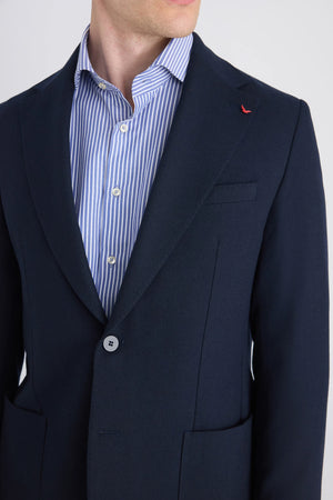 D'S Damat Men's Slim Fit Wool Blend Diagonal Fabric Jacket