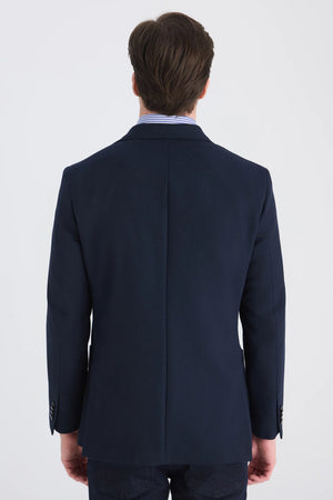 D'S Damat Men's Slim Fit Wool Blend Diagonal Fabric Jacket