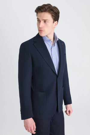 D'S Damat Men's Slim Fit Wool Blend Diagonal Fabric Jacket