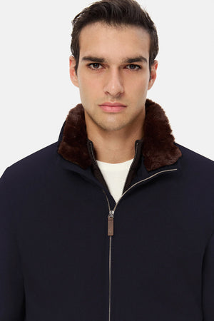 D'S Damat Men's Regular Fit Wool Blend Coat with Detachable Fur Collar