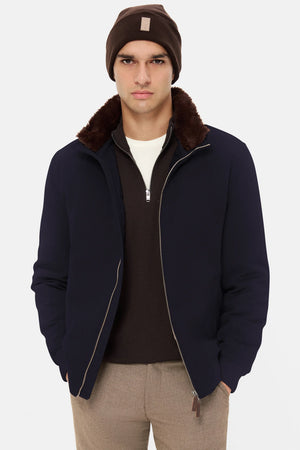D'S Damat Men's Regular Fit Wool Blend Coat with Detachable Fur Collar