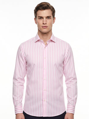 D'S Damat Men's Slim Fit Striped 100% Cotton Formal Shirt