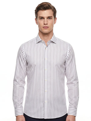D'S Damat Men's Slim Fit Striped 100% Cotton Formal Shirt