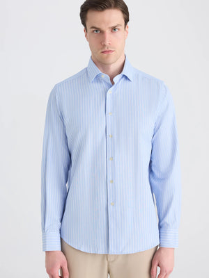 D'S Damat Men's Regular Fit Striped Cotton Blend Formal Shirt