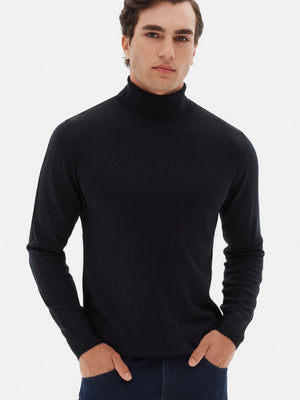 D'S Damat Men's Regular Fit Wool Blend Plain Knit Sweater