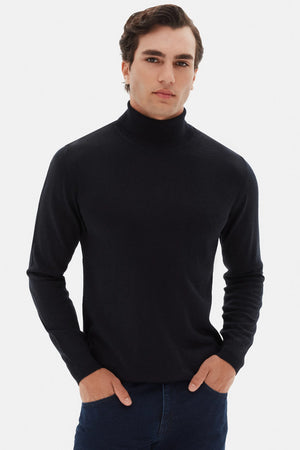 D'S Damat Men's Regular Fit Wool Blend Plain Knit Sweater