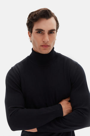 D'S Damat Men's Regular Fit Wool Blend Plain Knit Sweater