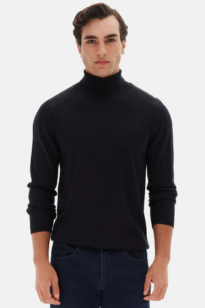 D'S Damat Men's Regular Fit Wool Blend Plain Knit Sweater