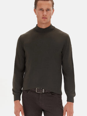D'S Damat Men's Regular Fit Wool Blend Plain Knit Sweater