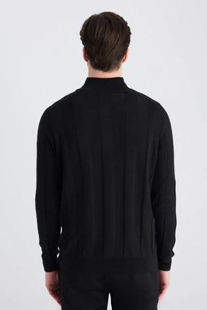 D'S Damat Men's Regular Fit Wool Blend Plain Knit Sweater