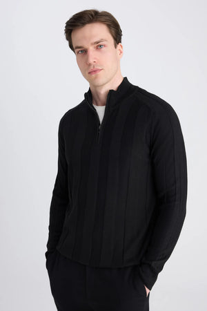 D'S Damat Men's Regular Fit Wool Blend Plain Knit Sweater
