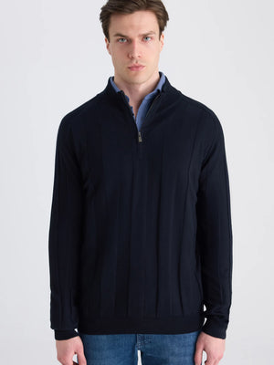D'S Damat Men's Regular Fit Wool Blend Plain Knit Sweater