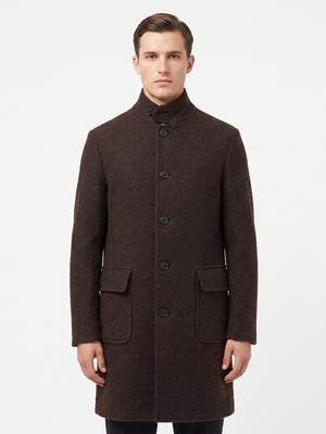 D'S Damat Men's Slim Fit Wool Blend Overcoat with Elastane
