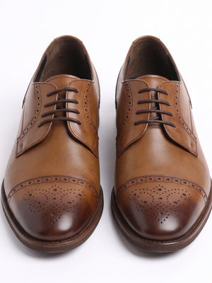 D'S Damat Men's Genuine Leather Semi Brogue Cap Toe Derby Shoes