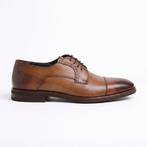 D'S Damat Men's Genuine Leather Semi Brogue Cap Toe Derby Shoes
