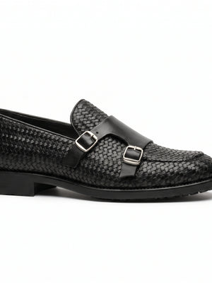 D'S Damat Men's Woven Leather Double Monk Strap Loafers