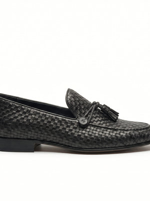 D'S Damat Men's Woven Leather Tassel Loafers Slip-On Dress Shoes