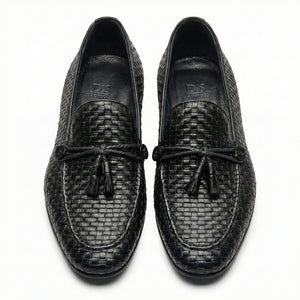 D'S Damat Men's Woven Leather Tassel Loafers Slip-On Dress Shoes - 5HF090673601D