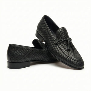 D'S Damat Men's Woven Leather Tassel Loafers Slip-On Dress Shoes - 5HF090673601D